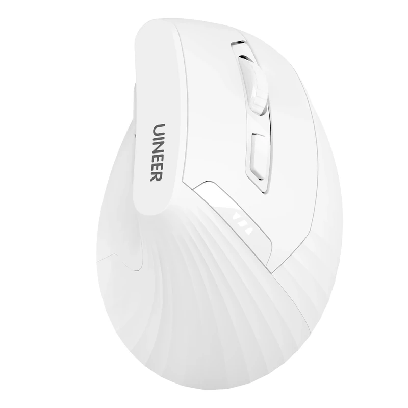 Uineer Vertical Mouse Wireless,Bluetooth Mouse with BT5.0/4.0/2.4G, Rechargeable with Battery Indicator,Ergonomic Design for Comfort and Reduced Wrist Strain, Ideal for Home,Office Use,White