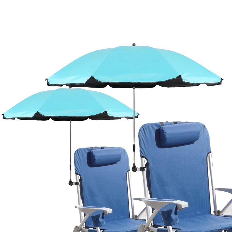 STARRY CITY 2 PACK Chair Parasols with Adjustable Clamp,UPF 50+,Shade Umbrella,Clip on Umbrella for Patio,Beach,Strollers,Wheelchairs,Golf Carts (Blue 2 pack)