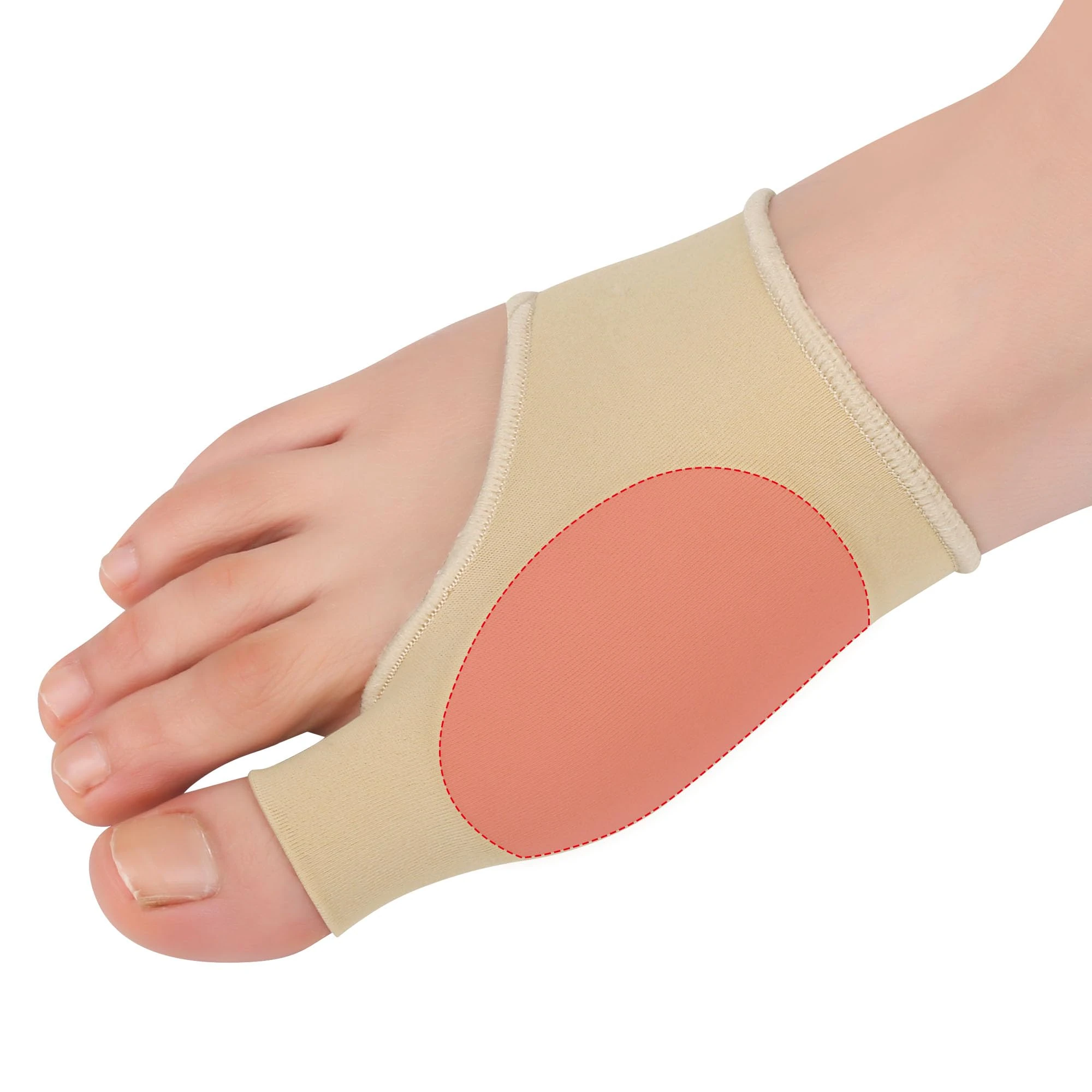 DYKOOK Bunion Relief Sleeve Gel Bunion Pads Big Toe Side Protector Socks,Non-Surgical Correction Sock with Gel Foot Care Cushion Toe Brace Pads for Corn,Calluses,Blister Preventing -Beige &L-1 pair
