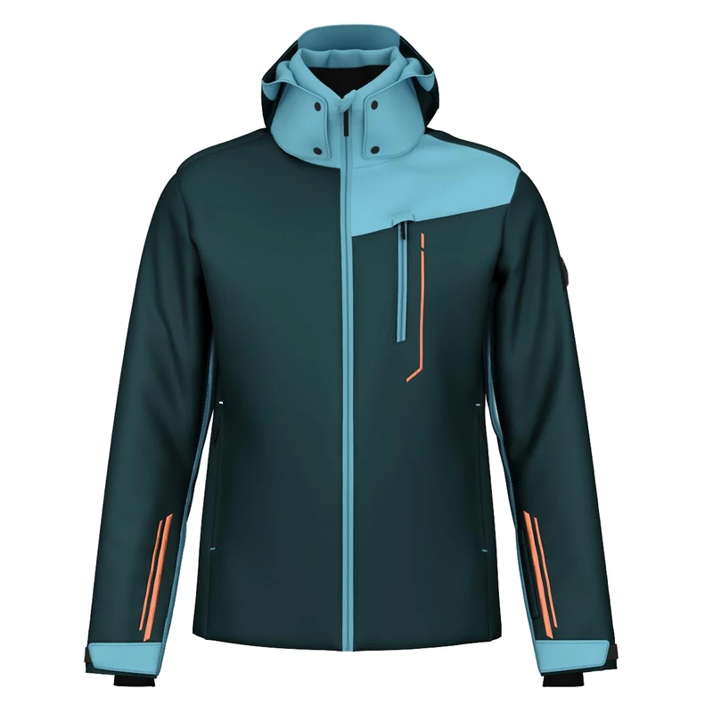 HEAD Men's Standard Supershape Insulated Ski Jacket, Dark Teal, Sky Blue - Image 1