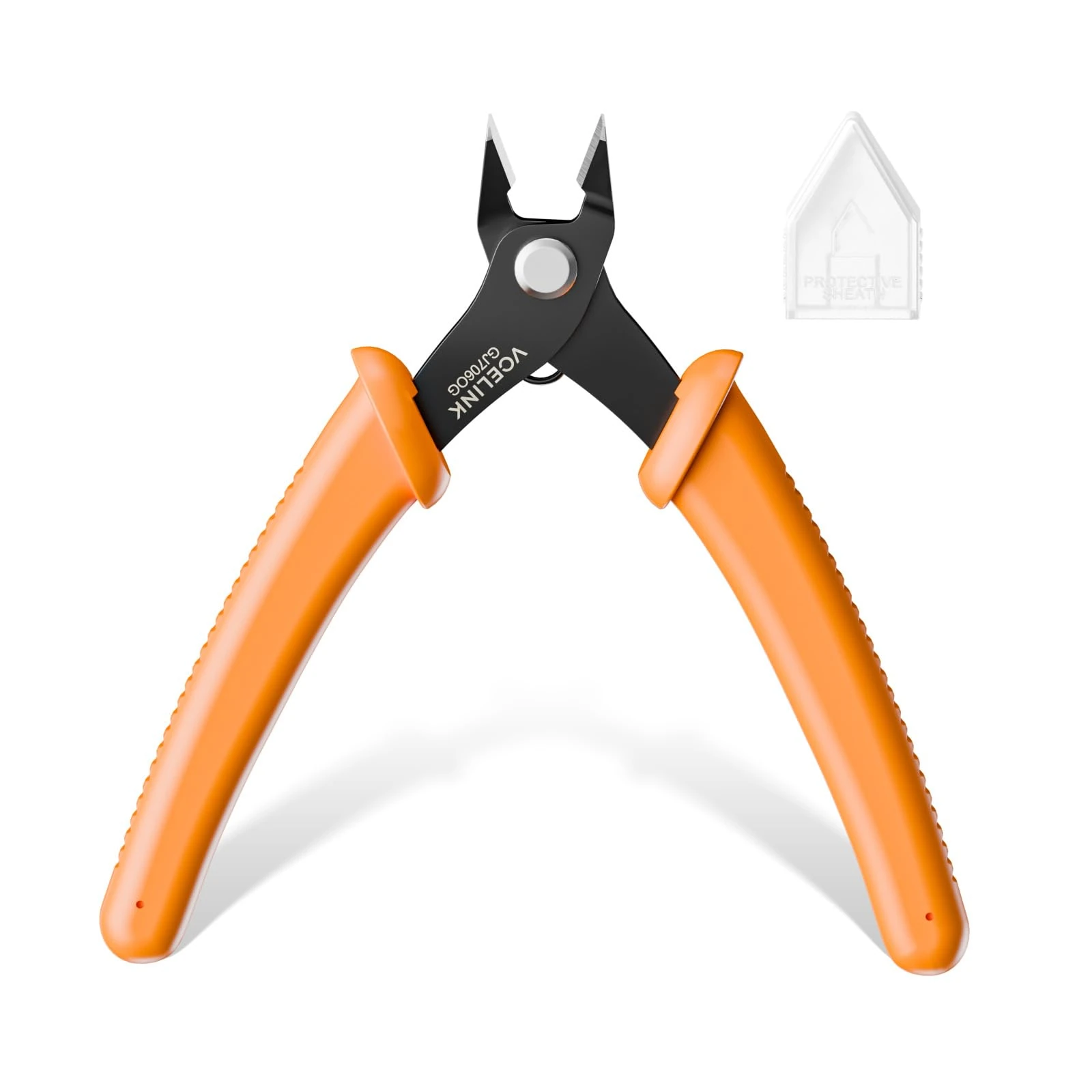 VCELINK Small Wire Cutter, Electrical Flush Cutting Plier 5 Inch for Cable tie/Crafting/Jewelry Making/3D Printer/Model, Durable Mini Wire Nippers with Labor Saving Design, Orange, 1 Pack
