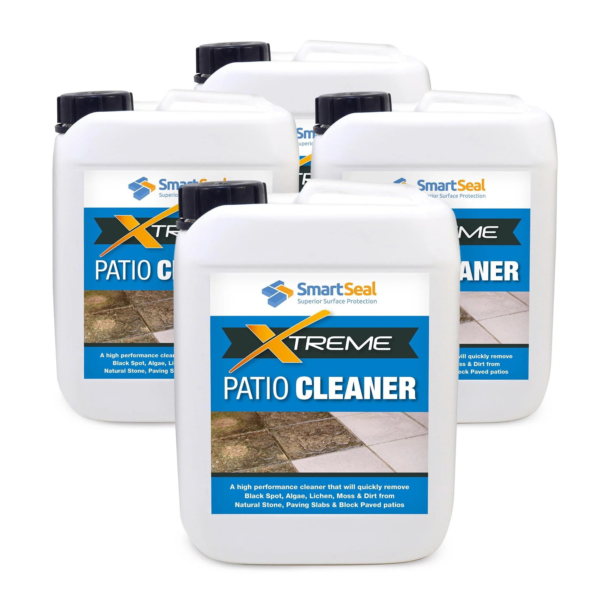 SmartSeal Patio Cleaner Xtreme - Powerful Easy To Apply Patio Cleaning Fluid - Highly Concentrated Patio Black Spot Remover and Paving Slab Cleaner - Eradicate Stubborn Patio Black Spots (4 x 5 Litre)