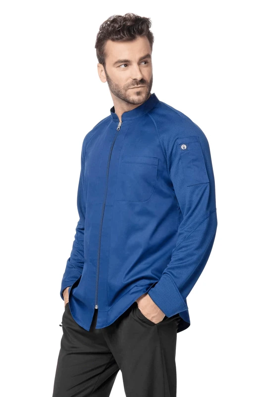 Chef Works Men's Nepal Chef Coat, Ocean Blue, 5X-Large, Ocean Blue, 5X-Large