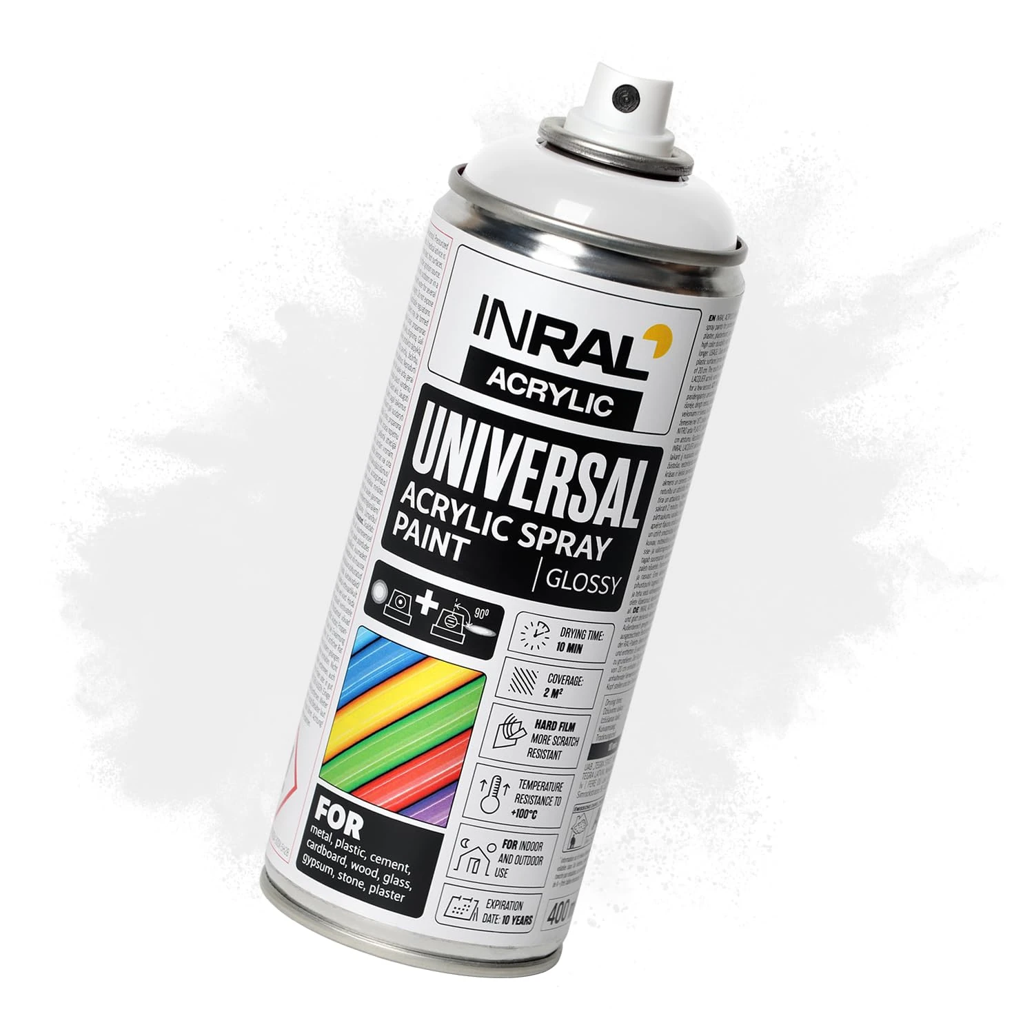 INRAL Acrylic Spray Paint Pure White Matt RAL9010 [400ml] – Universal Spray for Metal, Plastic, Wood & Stone – High-Coverage, UV & Rain Resistant – Indoor & Outdoor Use