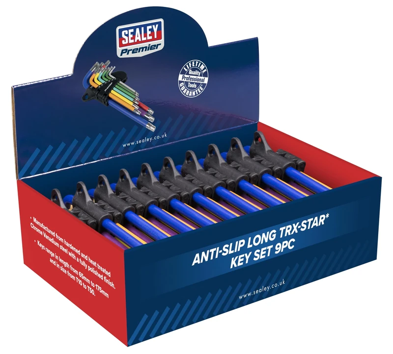 Sealey Premier Anti-Slip Long TRX-Star* Key Set 9pc - Display Box of 10 - AK7193DB