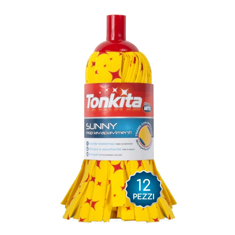 TONKITA 12 Sunny Microfibre Mop Mop for All Surfaces Deep Cleaning and Super Absorbency Pack of 12