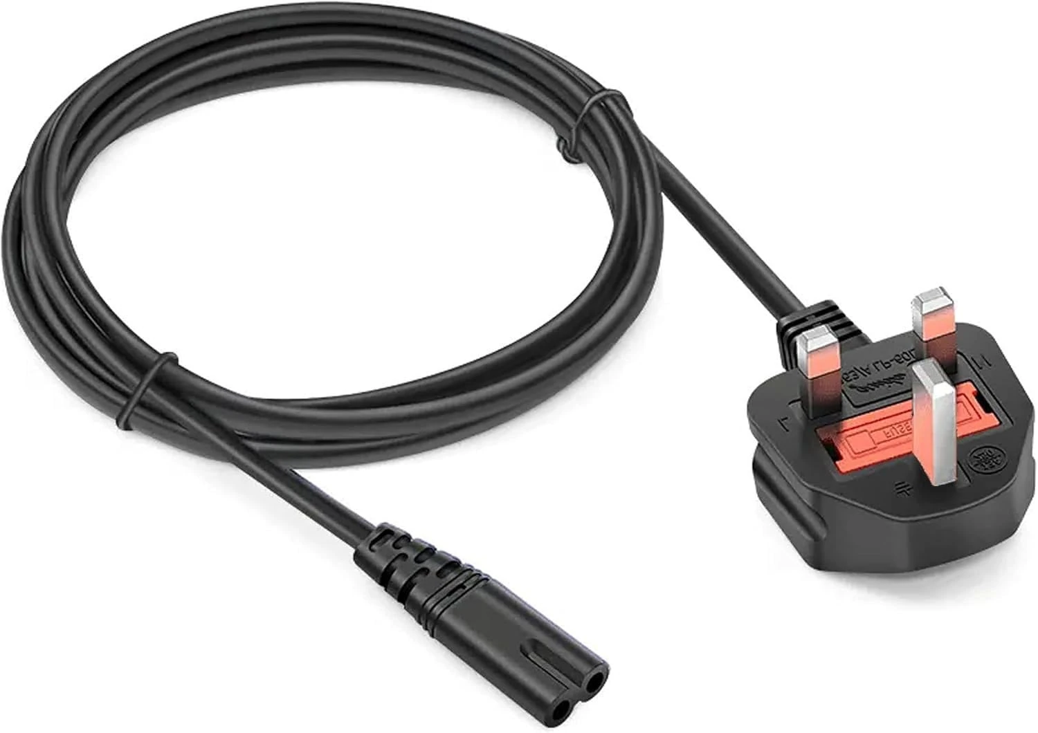 IndoTeam Figure 8 Power Lead – 1.5m length – C7 Power Cable with UK Plug (BS1363 to IEC 60320C7) - Power Cables 2 Pin – 2 Pin TV Power Cable Mains Power Lead Fig 8 for TV Printer Hi-Fi Charger PS4 PS3