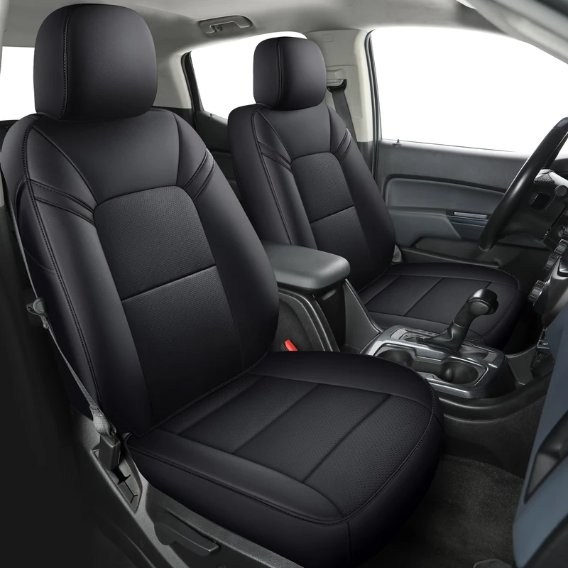 LUCKYMAN CLUB Chevy Colorado Seat Covers, fit for 2023 2024 2025 Colorado Crew Cab Z71 LT ZR2 Work Truck with Faux Leather (Black)