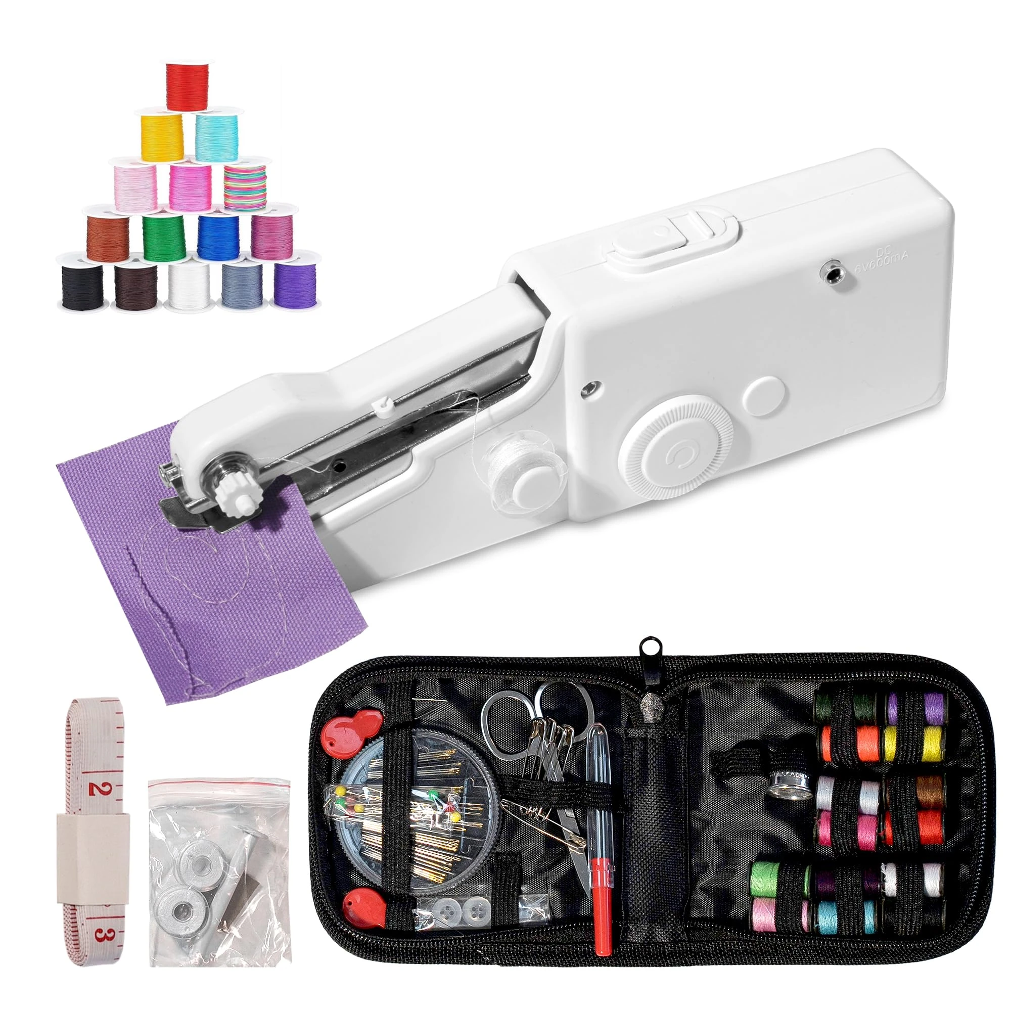 KOHISTANI Mini Sewing Machine,Handheld Portable Cordless Electric Machine for Quick Stitching,Suitable for Fabric Clothing Pet & Kids Clothes,DIY DIY Clothing,Home,Travel–Includes Sewing Kit