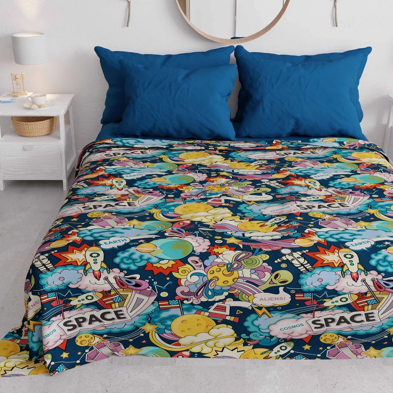 PETTI Artigiani Italiani - Microfibre Sofa Cover 220 x 270 cm, Space Design | Multipurpose for Sofas, Bedspreads and Table Covers | Washable Protective Cover