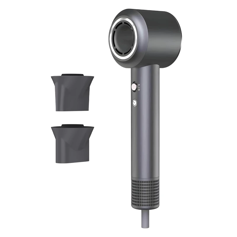 Fitz Hair Dryer with Multiple Attachments, hairdryer High Speed Blow Dryer Ionic Dryer, Silver