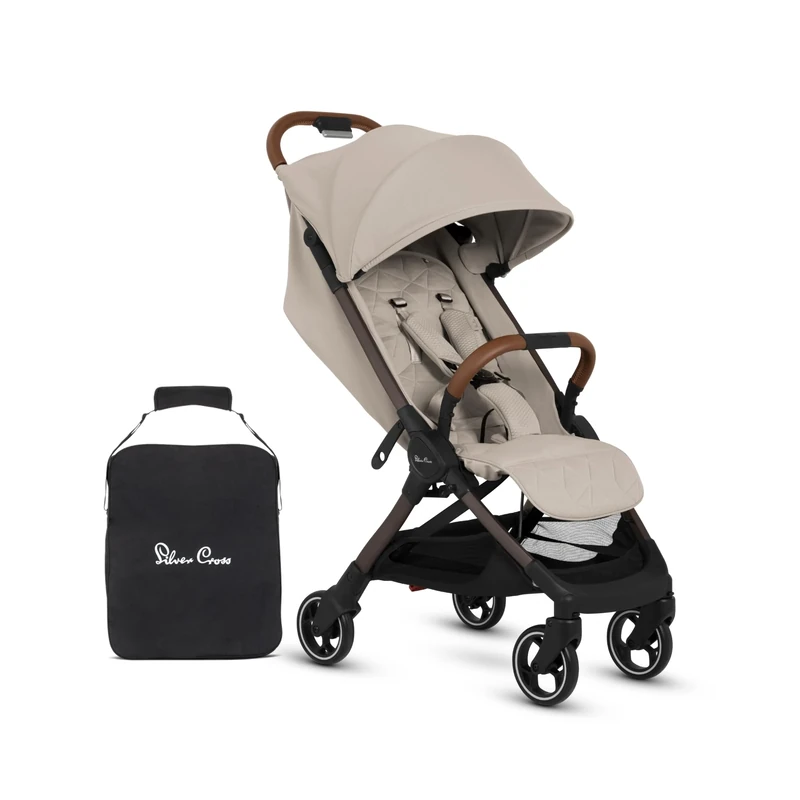 Silver Cross - Clic 2 Compact Stroller & Travel Bag - Travel Stroller For Life On The Go - Foldable & Lightweight - Suitable From Birth To 4 years - Latte