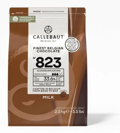 Callebaut - 823-33.6% Milk Chocolate Callets - 2.5kg - (Sold by Parkers Foodservice) (Pack of 4, 2500, gram)