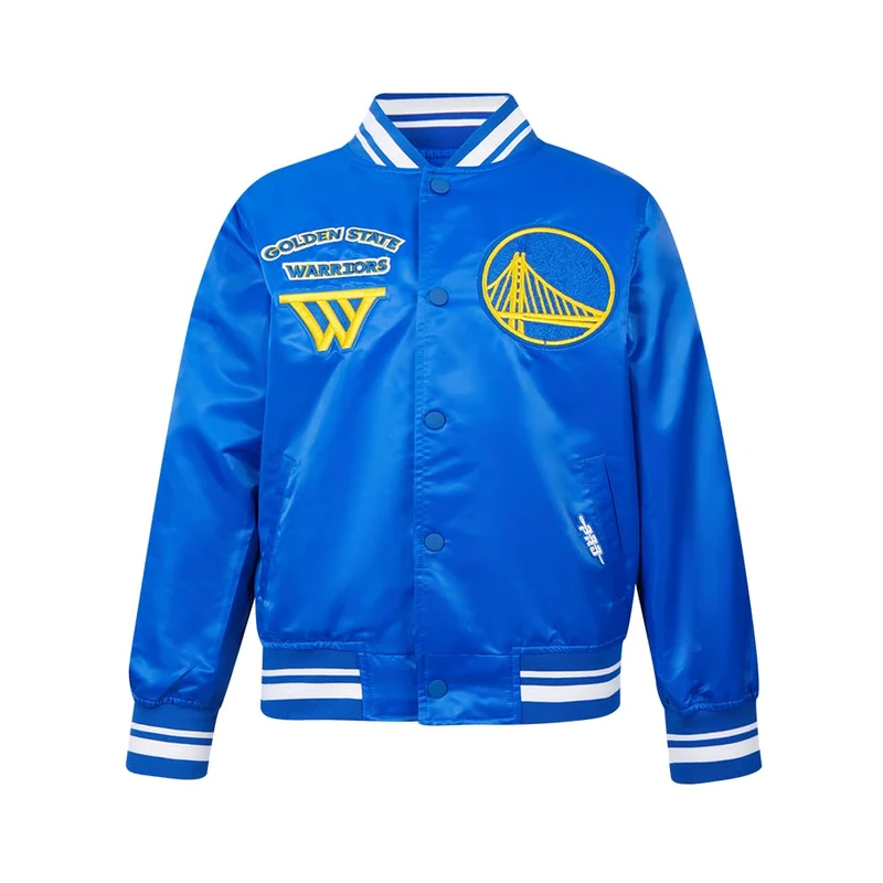 Pro Standard Big Boys NBA Golden State Warriors Retro Classics Satin Jacket Royal Blue S - Image 1
