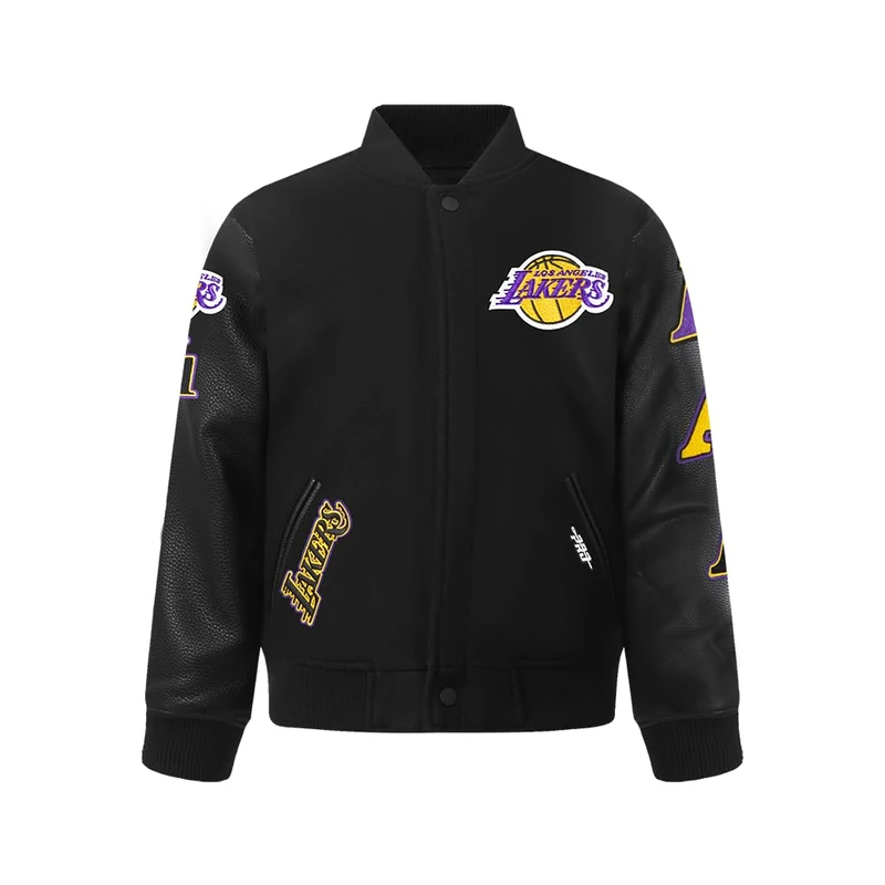 Pro Standard Big Boys NBA Los Angeles Lakers Classic Chenille Varsity Jacket Jet Black M - Image 1
