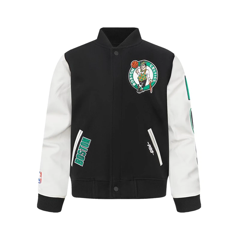 Pro Standard Big Boys NBA Boston Celtics Classic Chenille Varsity Jacket Black/White XL - Image 1