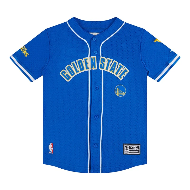 Pro Standard Big Boys NBA Golden State Warriors Mesh Button Down Mesh Top Royal Blue XL - Image 1