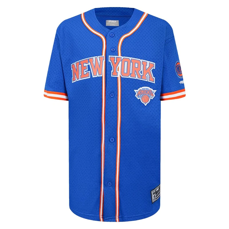 Pro Standard Big Boys NBA New York Knicks Mesh Button Down Mesh Top Royal Blue/Orange L