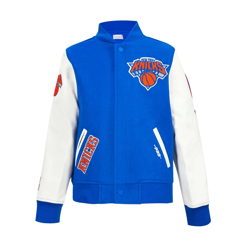 Pro Standard Big Boys NBA New York Knicks Classic Chenille Varsity Jacket Royal Blue/White S - Image 1