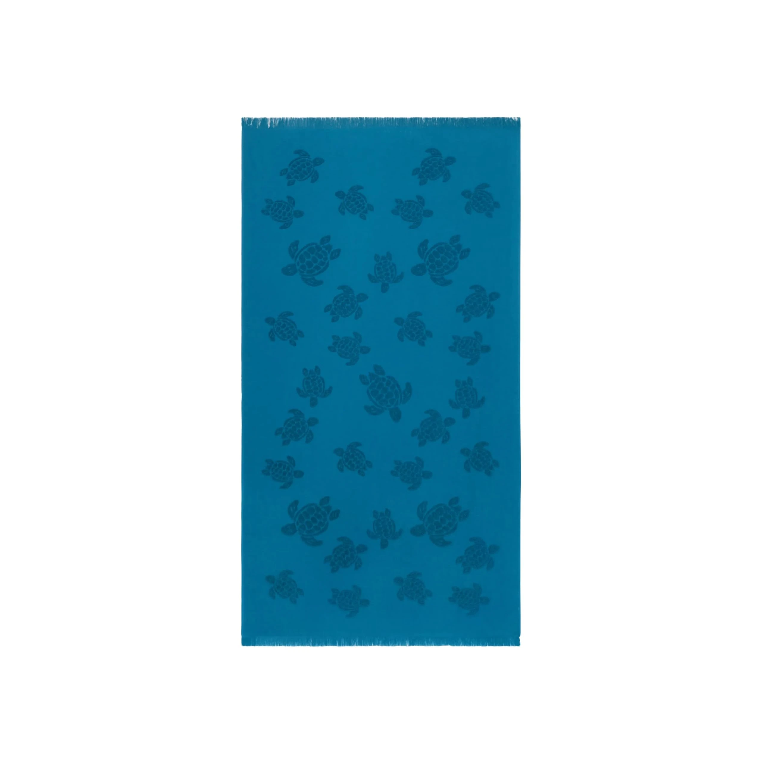 Vilebrequin, Beach Towel in Organic Cotton Turtles Jacquard, T.U., Peacock
