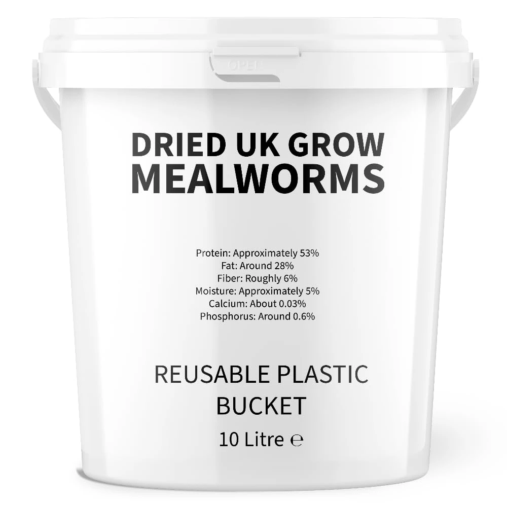 UKGROW 10L Premium value Dried Mealworms for birds 10 litres in a reusable bucket (10L)