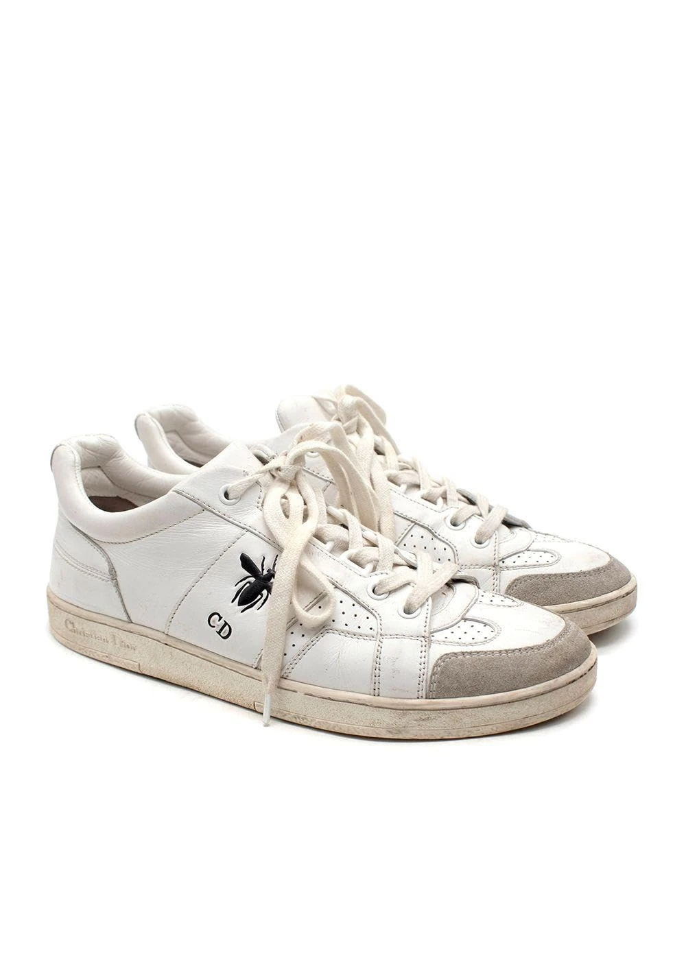 Dior Pre-Loved White Suede Toe Cap Leather Bee Trainers