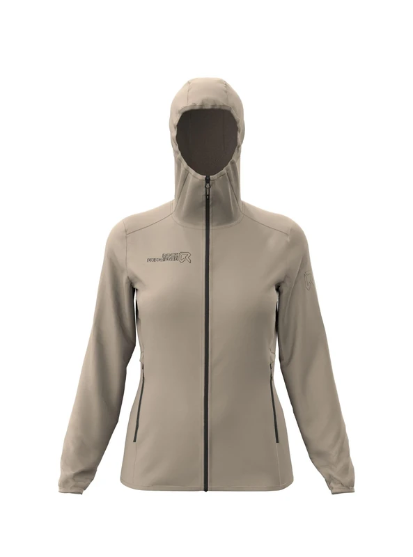 Rock Experience Women's Ofen Hoodie Softshell Woman Jacket Technical Windproof, Beige/Black, M