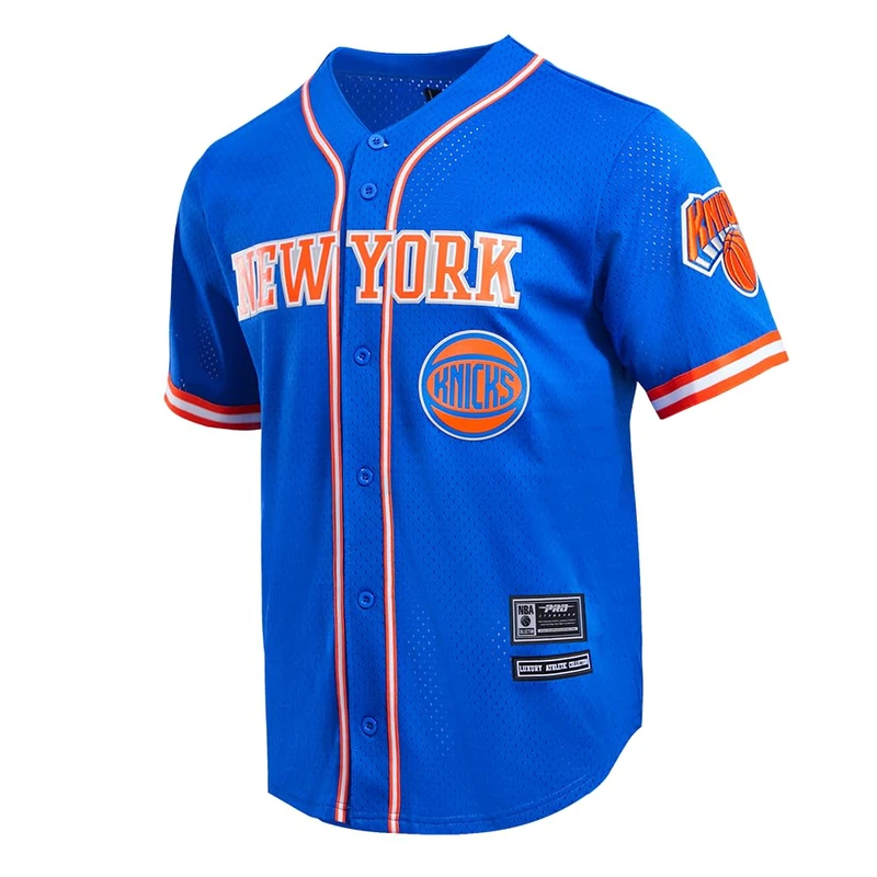Pro Standard Mens NBA New York Knicks Mesh Button Down Mesh Top Royal Blue XL