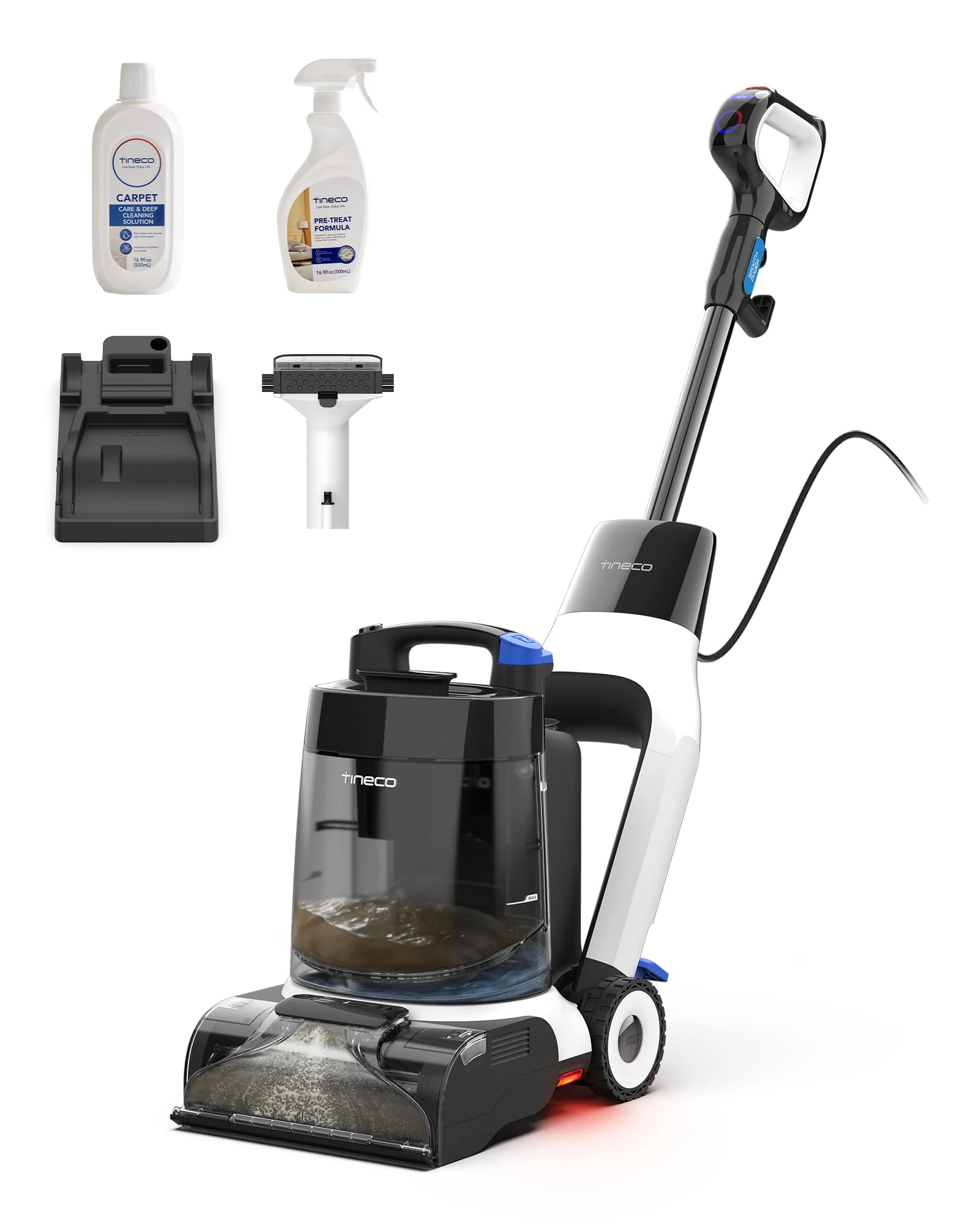Tineco Carpet ONE Cruiser Smart Carpet Cleaner, Self-Cleaning and FlashDry, Deep Cleaning for Upholstery 75℃ PowerDry 130W Powerful Suction SmoothPower Lightweight