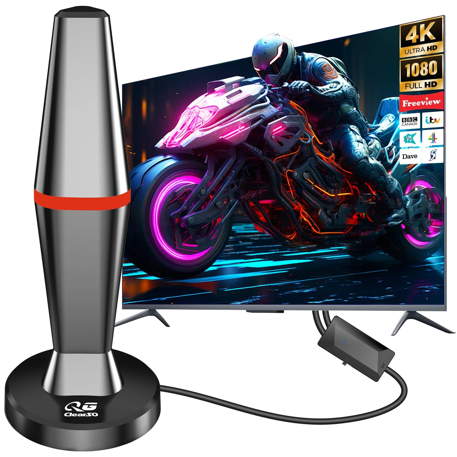 2025 TV Aerial,Indoor TV Aerial for Smart TV with Signal Booster 560+ Miles Range Long Range Amplified HD TV Antenna Support 4K 1080P HD Local Channels - 10FT Cable