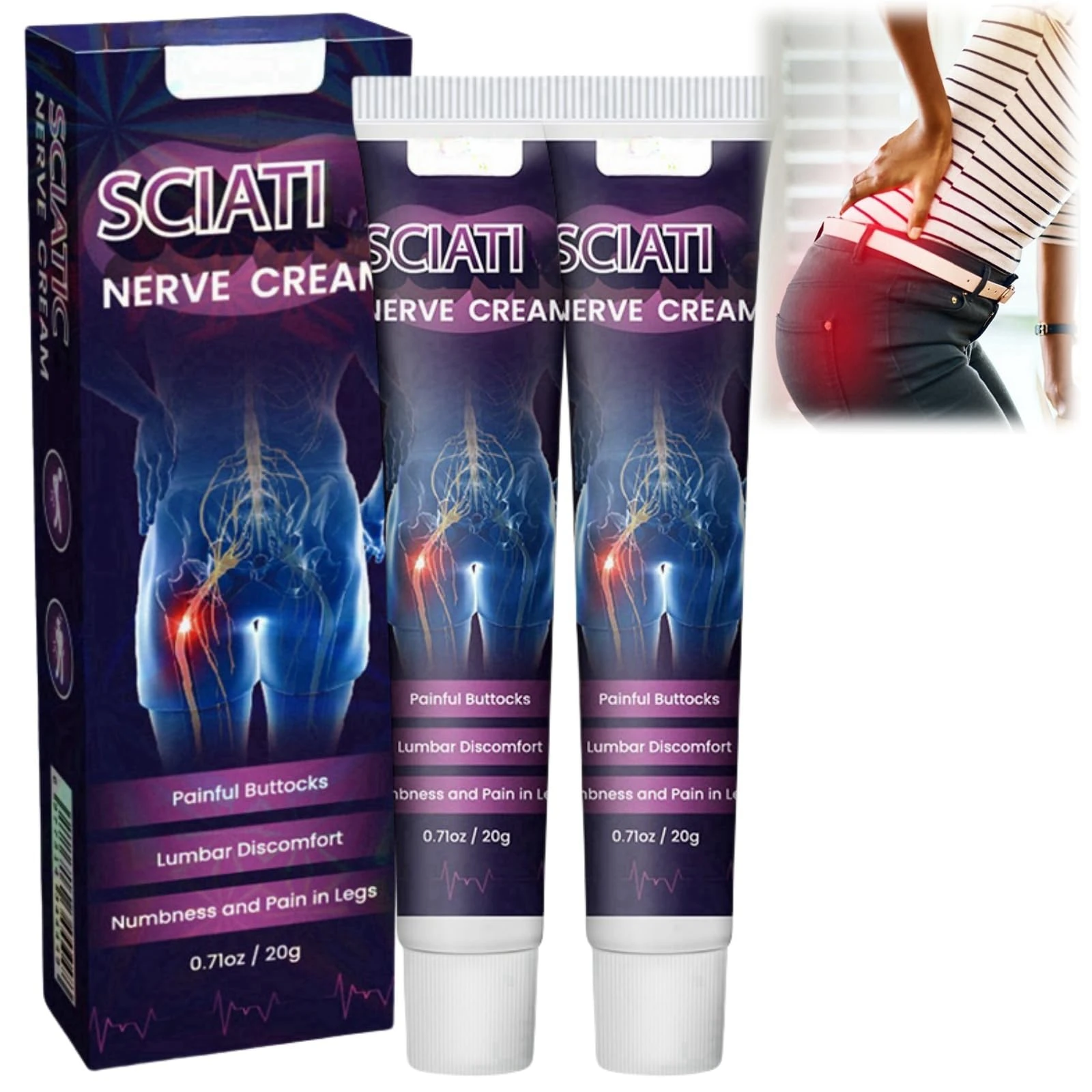 2pcs Sci/atica Pain Relief Cream,Sci/atica Pain Relief Products,Sci/ATIC Nerve Pain Relief Cream,Sci/atica Pain Relief,Pain Relief for Sci/ATIC Nerve,Fast Acting Nerve Pain Relief