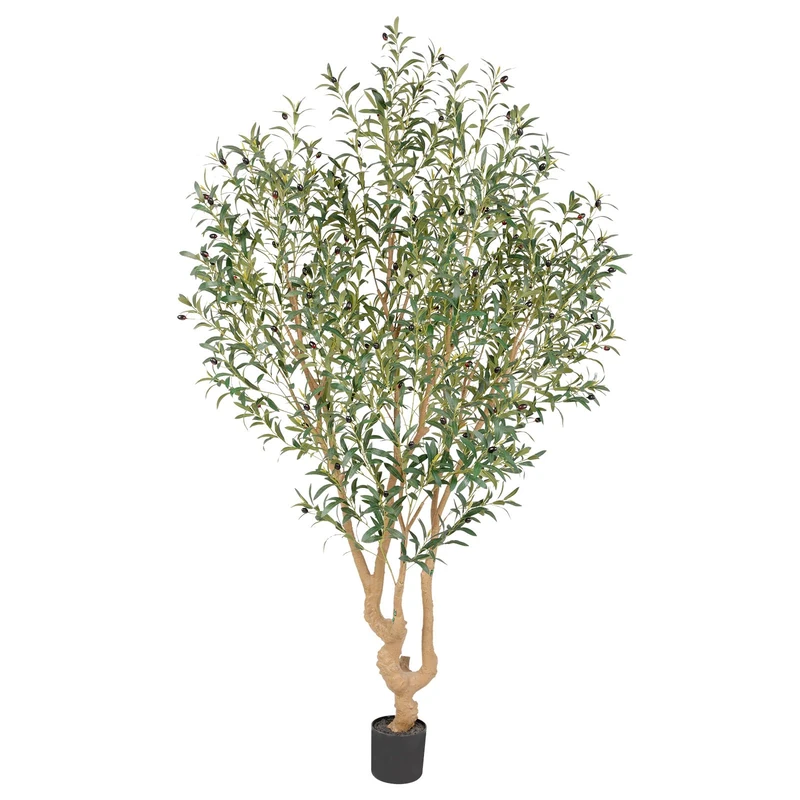 Nafresh Majestic Faux Olive Tree 7 feet – Artificial Olive Tree Indoor & Outdoor with Lifelike Leaves & Textured Branches for Living Room, Office, Entryway,Patio