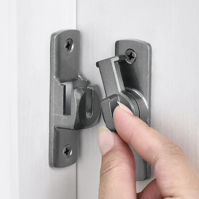 INIRET 2 Packs Grey Barn Door Latches,90/180 Degree Gate Lock,Aluminum Alloy Right Angle Door Lock Latch,Flip Gate Latches Hardware,Door Security Sliding Door Latch Lock fo Cabinets,Barn Door,Bathroom