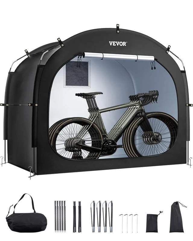 VEVOR Bike Storage Tent, 4-5 Bikes, Outdoor Spacious, Waterproof, Easy-to-Install, Fiberglass Frame, Dual Zippers, Fit for Bicycle