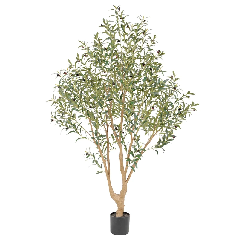 Nafresh Majestic Faux Olive Tree 6ft – Artificial Olive Tree Indoor & Outdoor with Lifelike Leaves & Textured Branches for Living Room, Office, Entryway,Patio