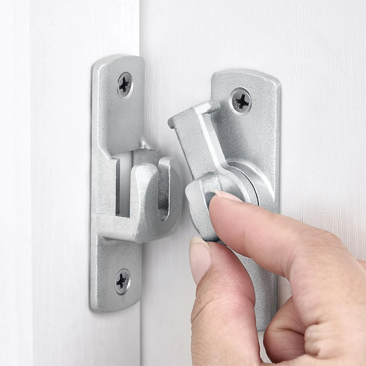 INIRET Silvery Barn Door Latches,90/180 Degree Gate Lock,Aluminum Alloy Right Angle Door Lock Latch,Flip Gate Latches Hardware,Door Security Sliding Door Latch Lock fo Cabinets,Barn Door,Bathroom