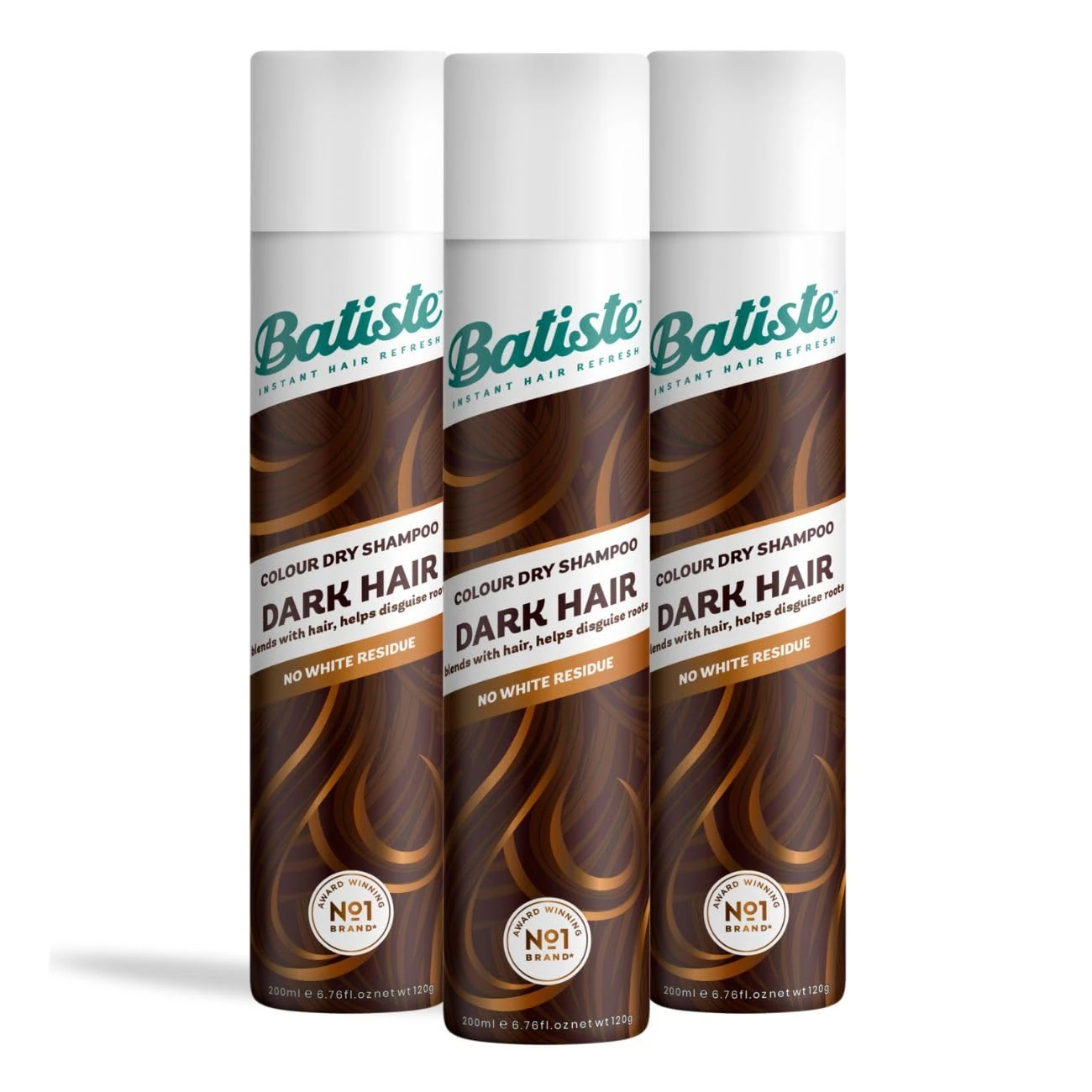Batiste Colour Dry Shampoo - Black and Dark Brown, 200 ml (Packaging may Vary) (Pack of 3)