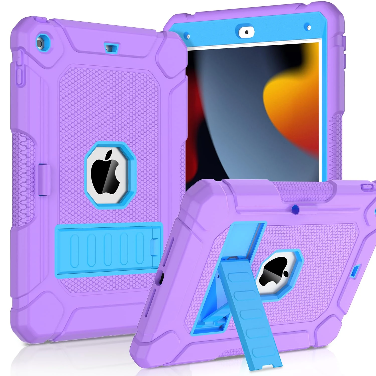 SINSO Case for iPad 9th/8th/7th Generation (2021/2020/2019), 10.2 inch iPad Cover Shockproof Protective with Kickstand/Pencil Holder, Purple