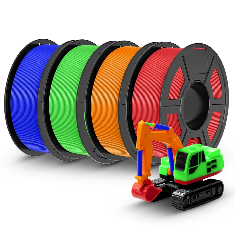 TECBEARS PLA Plus Filament 1.75 mm Bundle 4KG, Upgrade PLA+ More Robust and Stronger 3D Printer Filament, Fast Printing, Accuracy +/- 0.02 mm, 4Pack, 1kg per Spool(Blue, Red, Orange, Green)