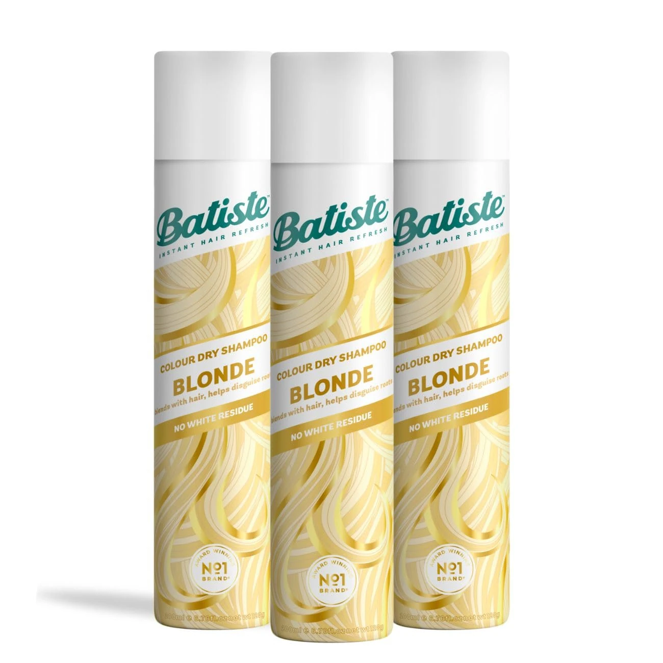 Batiste Dry Shampoo in Blondes with a Hint of Colour 200ml, No Rinse Spray to Refresh Hair in Between Washes, No White Residue for Blonde or Highlighted Hair (Packaging may vary) (Pack of 3)