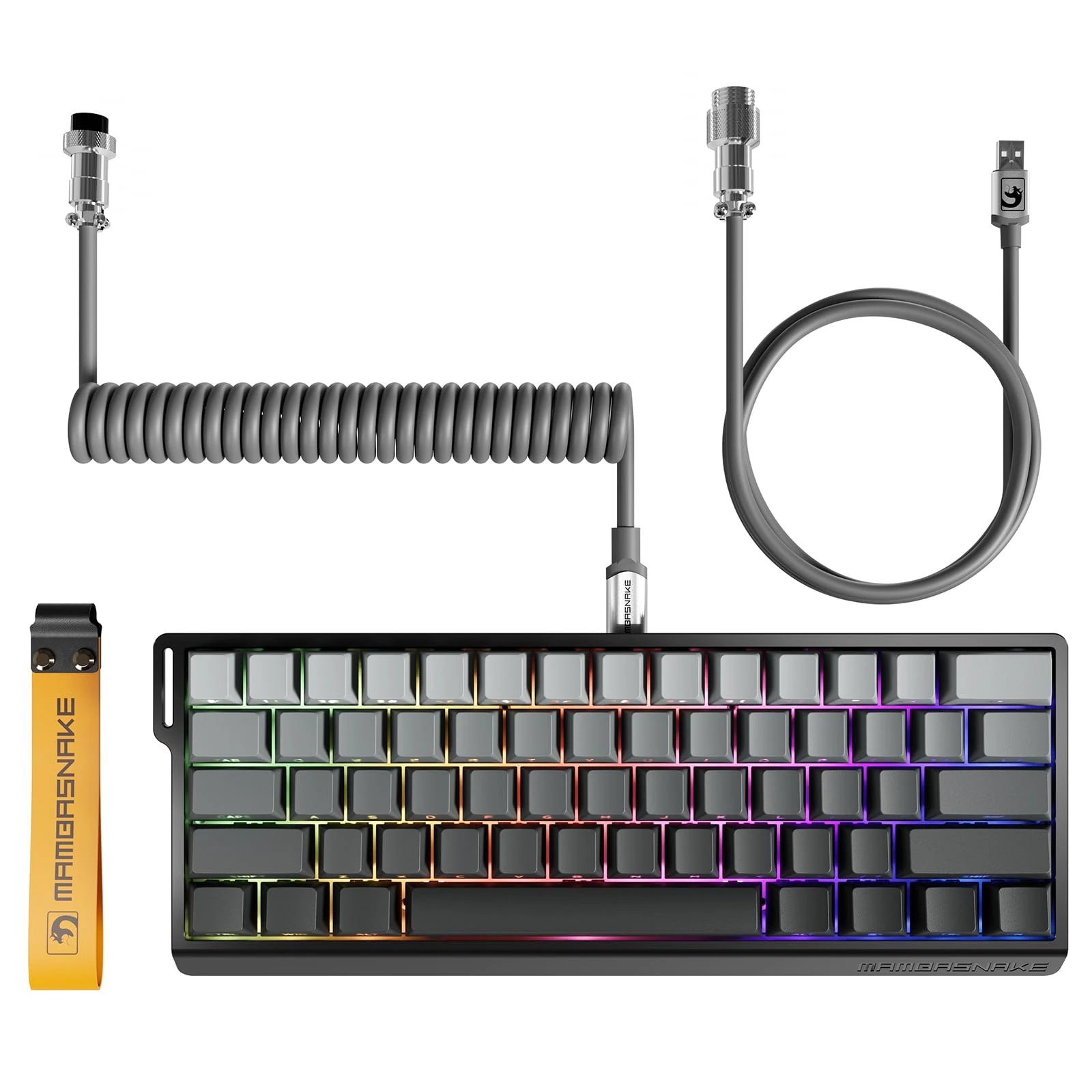 MAMBASNAKE X60 HE Rapid Trigger Wireless Gaming Keyboard, 0.01mm RT Accuracy, 8000Hz Wired RGB Keyboard with Magnetic Switch, Adjustable Actuation, Snap Tap, Coiled Cable, for PC/Mac, Moon Night