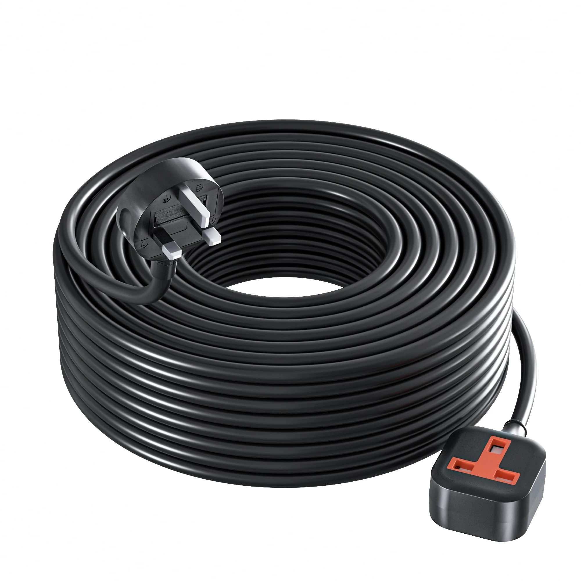 2025 New Extension cord 10 meters- Heavy duty external plug, 13 amp power cord, fire resistant and durable design, waterproof extension lead black plug, suitable for office and home use