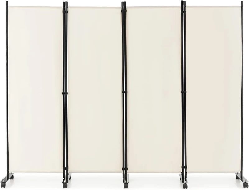 FANTASK 225 x 173 cm Room Divider on Wheels, Screen 4 Pieces, Foldable Divider