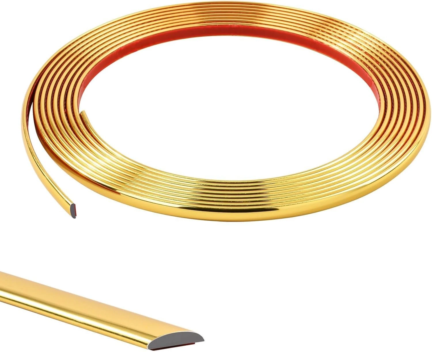 5M Gold Flexible Moulding Trim,Self-Adhesive Decorative Edging Strip for Tile,Wall,Mirror, Ceiling,Floor,Panel,Cabinet,Peel and Stick PVC Mirrior Frame Trim,10MM