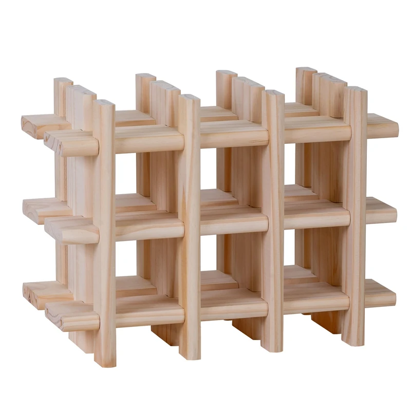 ARANAZ S.L. MANUFACTURAS DE LA MADERA Modular Wine Rack for 9 Bottles in Wood, 13.5 x 22.5 x 32.5 cm - Image 1