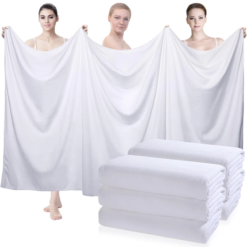 Mixweer 6 Pcs Oversized Bath Towels, 40 x 80 Inch Giant Microfiber Jumbo Bath Sheets Soft Bathroom Microfiber Quick Dry Absorbent Shower Towels for Spa Camping Beach(White)