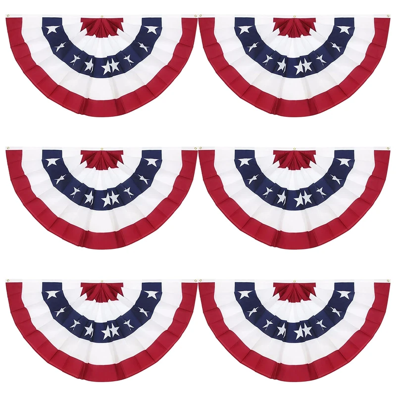 GoosWexmzl 3x6Ft American Pleated Fan Flag - Set of 6
