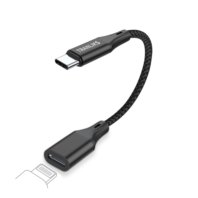 TRANLIKS USB C to Lightning Female Adapters 60W PD Fast Charging and Data Transfer for Apple 15/16. - Black - Image 1