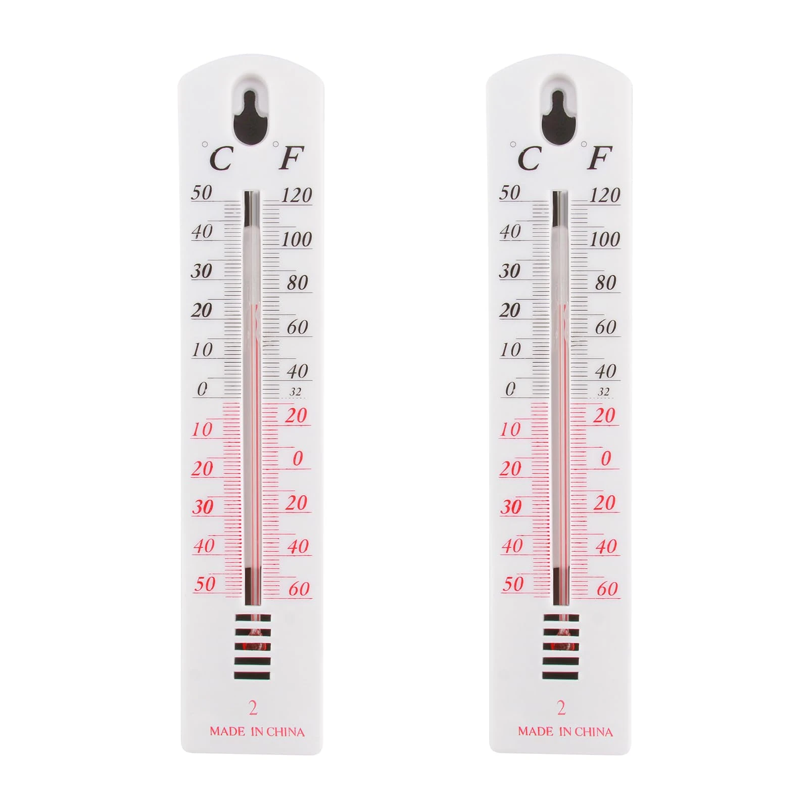 2Pcs Wall Thermometer, Outdoor Thermometer Read Accurate Celsius and Fahrenheit Large Wall Mounted Room Temperature Monitor Easy-to-Mount Design for Home Garden Greenhouse Home Office Indoor Outdoor