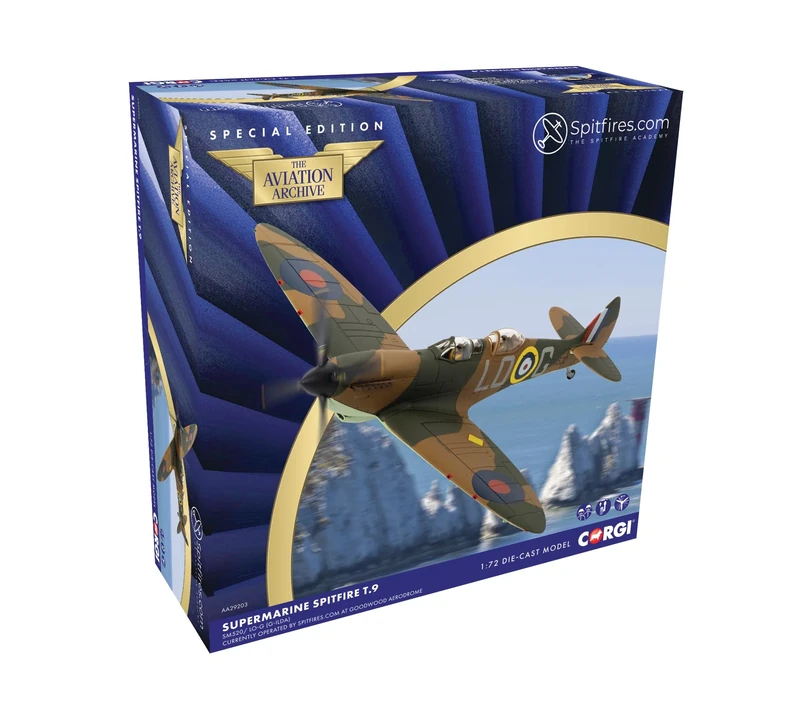 Corgi AA29203 Supermarine Spitfire T9, SM520/ LO-G (G-ILDA), Presented as Spitfire Mk.I X4382 LO-G, RAF No.602 Sqn, Aircraft operated by Spitfires.com, Goodwood Aerodrome